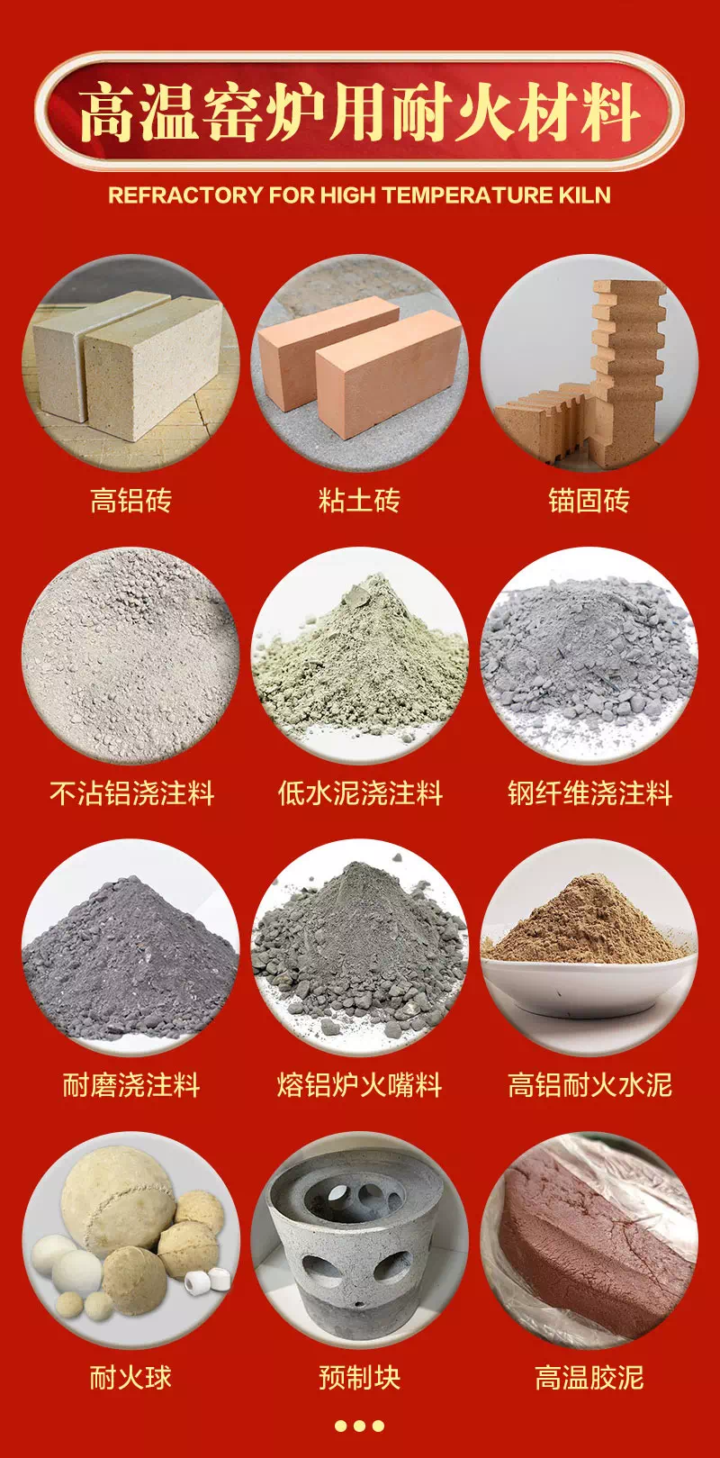 高温窑炉用耐火材料